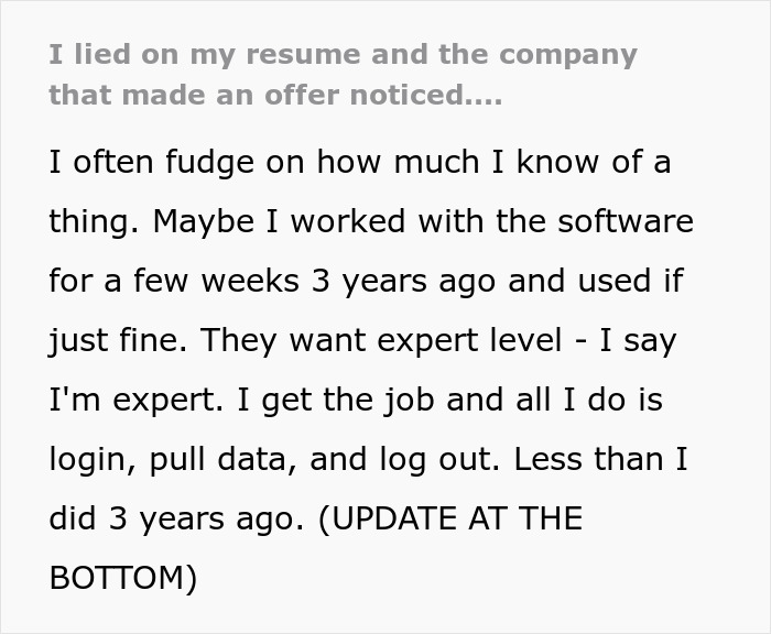 Background check text discussing resume lies and company's reaction. Background check text discussing resume lies and company's reaction.
