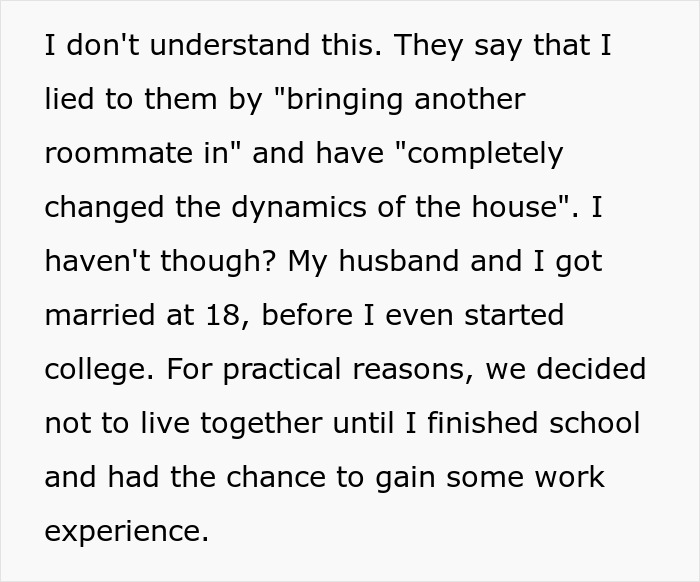 Text about roommates feeling deceived by a woman's personal life, leading to tension in the house. Text about roommates feeling deceived by a woman's personal life, leading to tension in the house.
