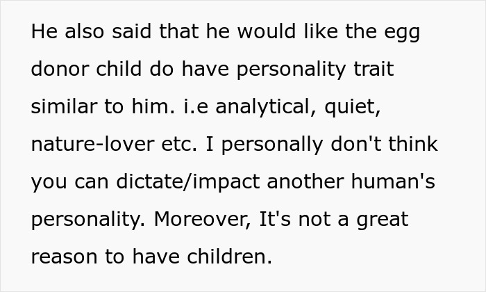Text discussing a man's desire for a child with similar traits and concerns over impacting a child's personality. Text discussing a man's desire for a child with similar traits and concerns over impacting a child's personality.
