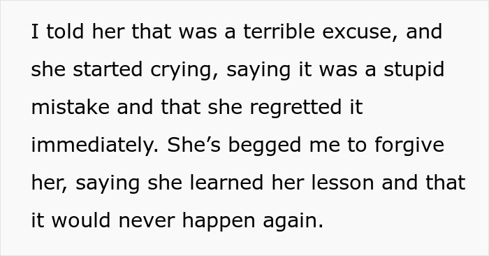 Text expressing regret over cheating, with a plea for forgiveness. Text expressing regret over cheating, with a plea for forgiveness.