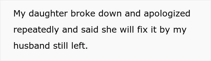 Text about a daughter's apology and family issues after false claims about her stepdad being a creep. Text about a daughter's apology and family issues after false claims about her stepdad being a creep.