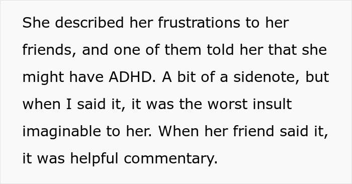 Text describing a husband's frustration about perceived unequal treatment in his marriage. Text describing a husband's frustration about perceived unequal treatment in his marriage.