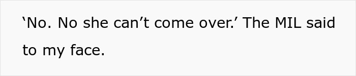 Text image with quote from MIL rejecting a woman's mom's Christmas request. Text image with quote from MIL rejecting a woman's mom's Christmas request.