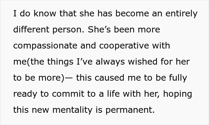 Text about relationship changes and commitment, related to proposal regrets. Text about relationship changes and commitment, related to proposal regrets.