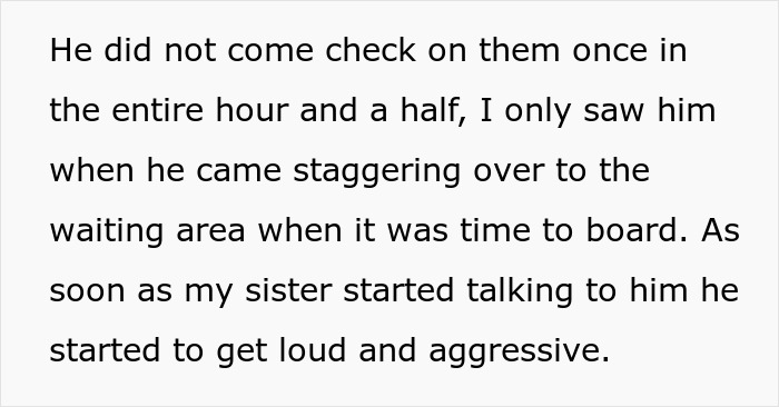 Text about a woman's experience with her drunk brother-in-law at the airport boarding area. Text about a woman's experience with her drunk brother-in-law at the airport boarding area.