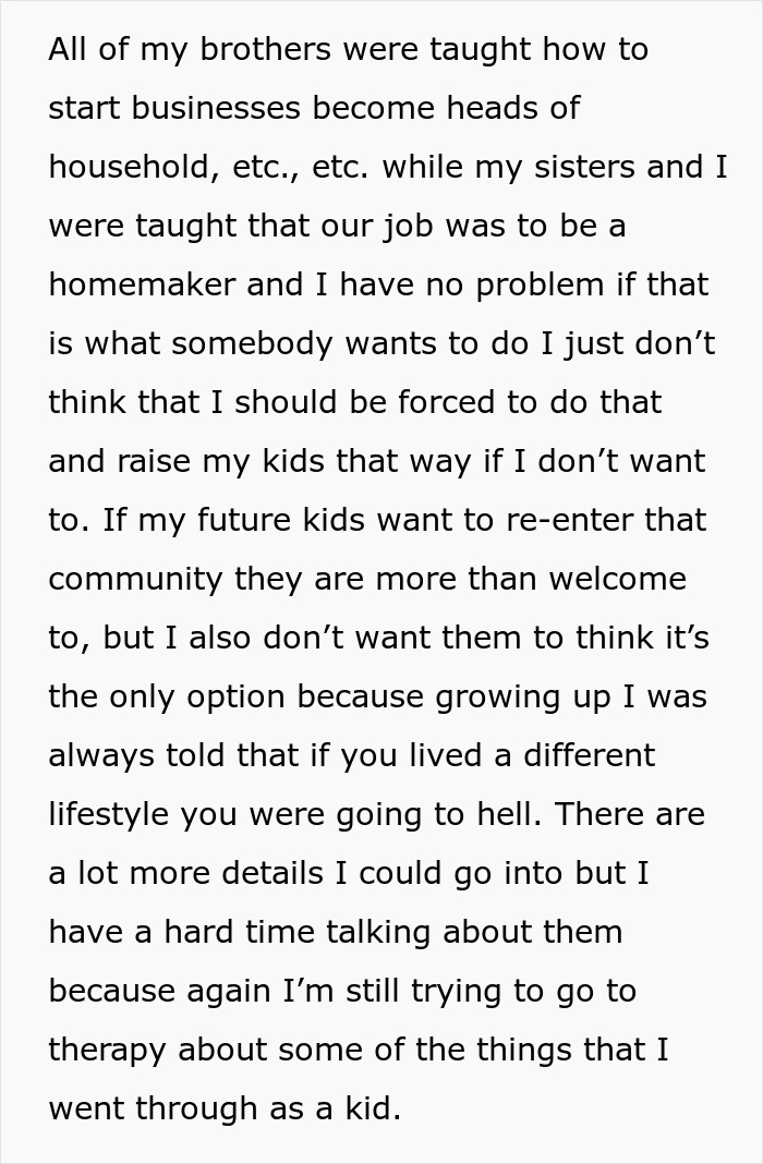 Text discussing a pregnant woman's perspective on traditional roles and Christian upbringing challenges. Text discussing a pregnant woman's perspective on traditional roles and Christian upbringing challenges.