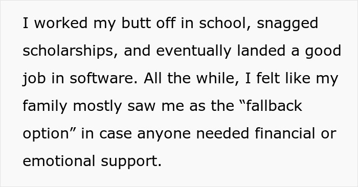 Text about financial support responsibility within a family context. Text about financial support responsibility within a family context.