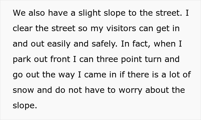 Text about snow shoveling for visitors' safe access on a sloped street. Text about snow shoveling for visitors' safe access on a sloped street.
