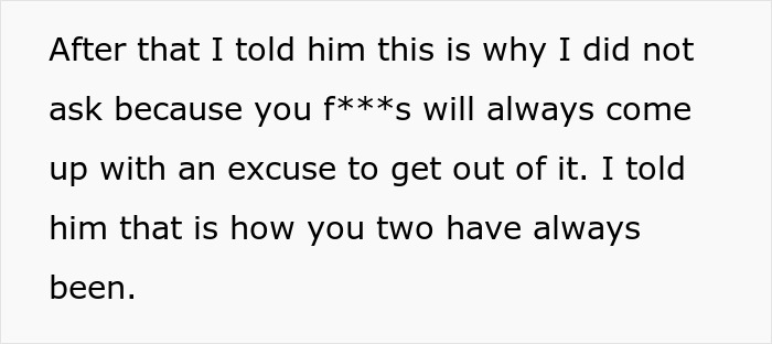 Text conversation expressing anger about siblings never helping before holidays. Text conversation expressing anger about siblings never helping before holidays.