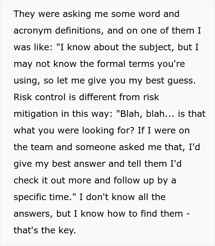 Text screenshot discussing applicant's tactics during background check. Text screenshot discussing applicant's tactics during background check.