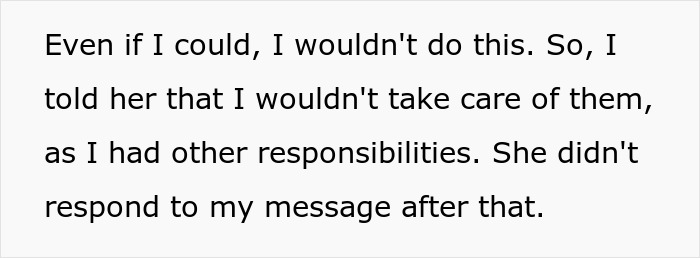 Text message screenshot with a guy refusing to babysit sister's kids due to other responsibilities. Text message screenshot with a guy refusing to babysit sister's kids due to other responsibilities.