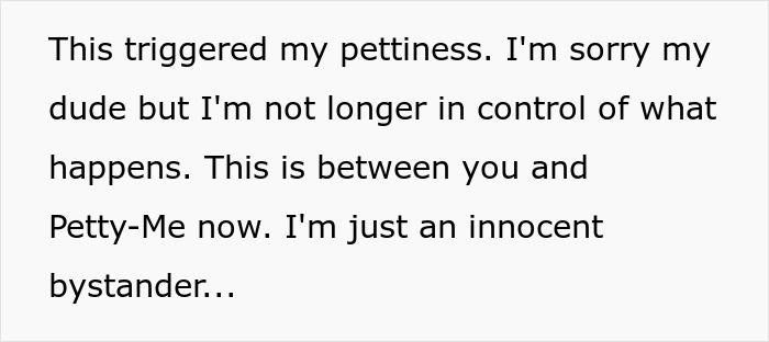 Text meme about pettiness during a grocery loading incident at Costco. Text meme about pettiness during a grocery loading incident at Costco.