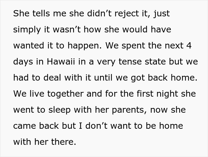 Text image discussing regret and tension after a proposal was rejected for not being done "the right way. Text image discussing regret and tension after a proposal was rejected for not being done "the right way.