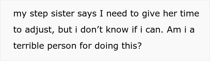 Text discussing a daughter's request for understanding regarding chores, questioning personal actions. Text discussing a daughter's request for understanding regarding chores, questioning personal actions.