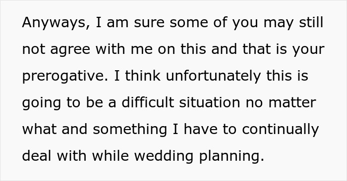 Text discussing challenges faced during wedding planning. Text discussing challenges faced during wedding planning.
