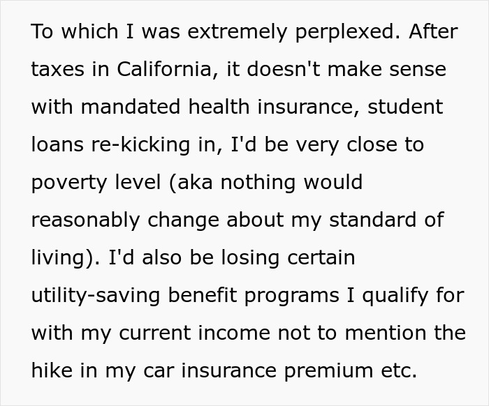 Text explanation of job expectations, salary concerns, and financial implications in California. Text explanation of job expectations, salary concerns, and financial implications in California.