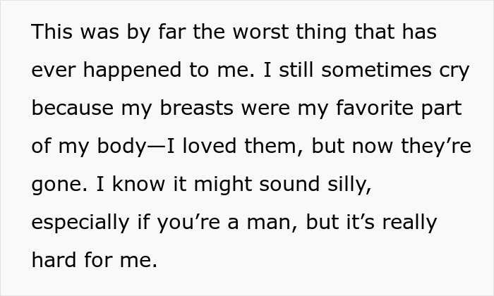 Text about a personal experience relating to body changes and emotional impact. Text about a personal experience relating to body changes and emotional impact.