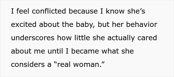 Text image expressing a pregnant woman's feelings about her mother's lack of understanding. Text image expressing a pregnant woman's feelings about her mother's lack of understanding.