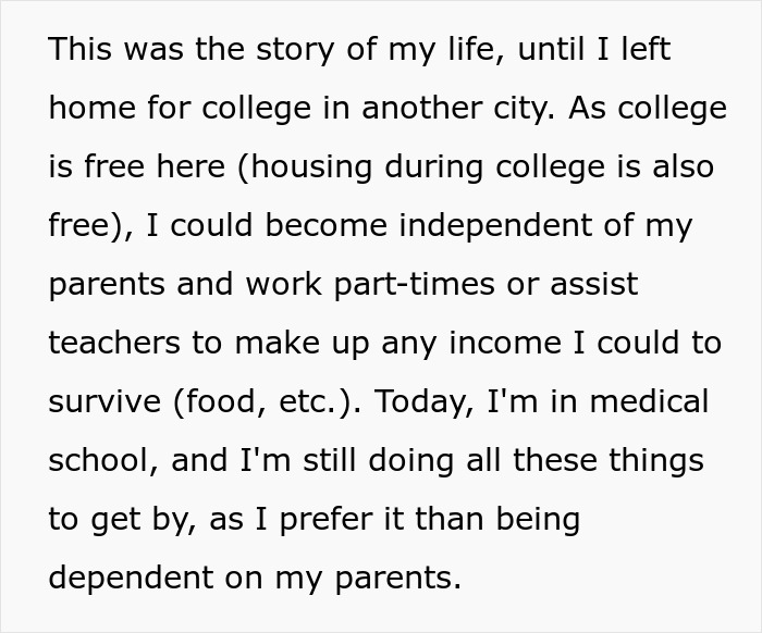 Text about college independence and work during medical school, related to babysitting refusal story. Text about college independence and work during medical school, related to babysitting refusal story.