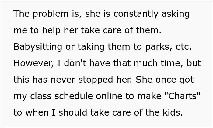 Text describing a guy's dilemma about refusing to babysit his sister's kids during vacation plans. Text describing a guy's dilemma about refusing to babysit his sister's kids during vacation plans.