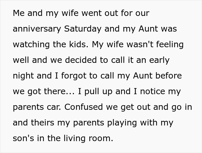 Text story about aunt letting nephews see grandparents, causing confusion and surprise on return home. Text story about aunt letting nephews see grandparents, causing confusion and surprise on return home.