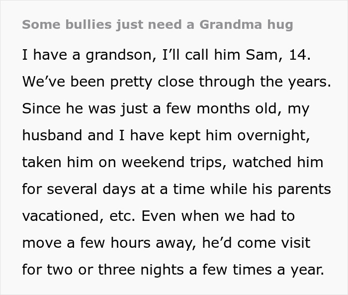 Grandma's bold move saves grandson from bully, emphasizing their close bond and family support. Grandma's bold move saves grandson from bully, emphasizing their close bond and family support.