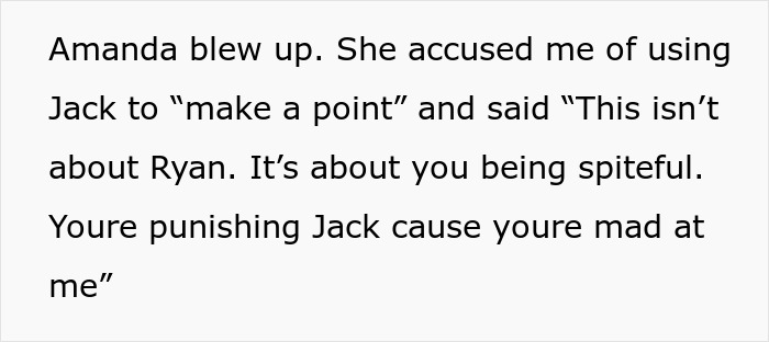 Text about family event conflict involving babysitting and relationship issues. Text about family event conflict involving babysitting and relationship issues.