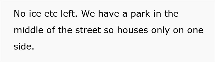 Text discussing a park on the street, related to neighbors not thanking a guy for shoveling their snow. Text discussing a park on the street, related to neighbors not thanking a guy for shoveling their snow.
