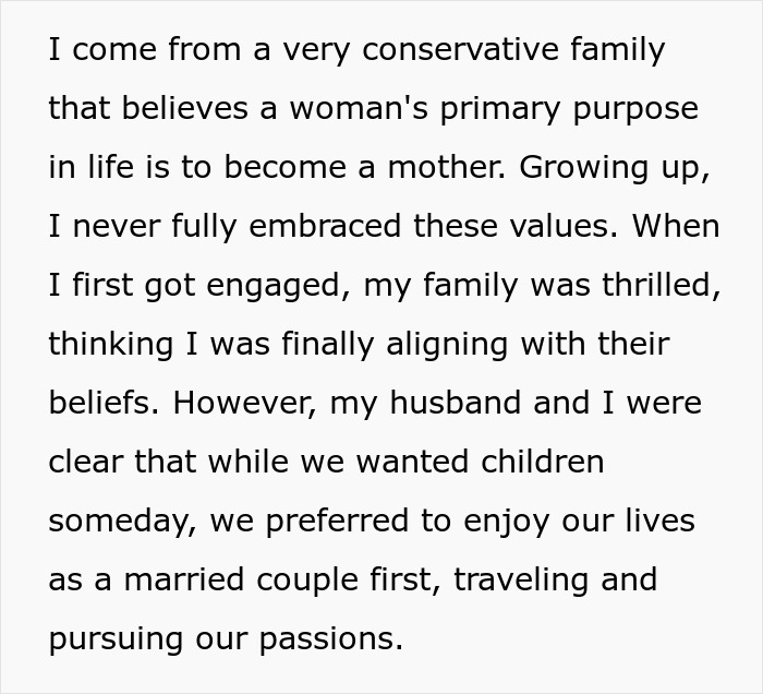 Text discussing traditional maternal expectations faced by a woman. Text discussing traditional maternal expectations faced by a woman.