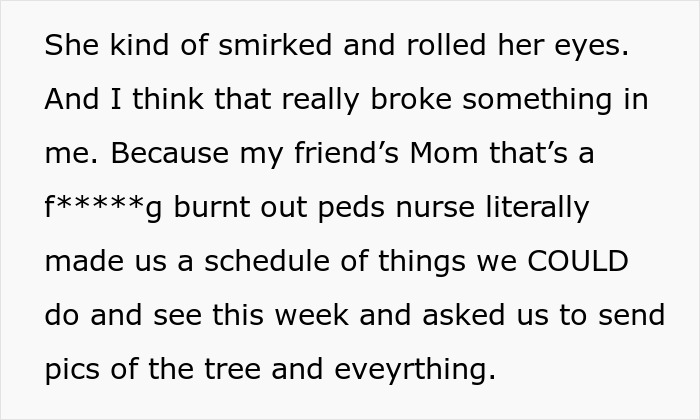 Text expressing mom-relationship-drama, highlighting a friend's mom's gesture amid tense feelings. Text expressing mom-relationship-drama, highlighting a friend's mom's gesture amid tense feelings.
