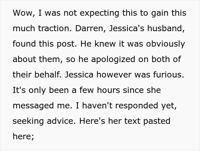 Text screenshot about reactions to a viral post where bride is called hypocritical at child-free wedding. Text screenshot about reactions to a viral post where bride is called hypocritical at child-free wedding.