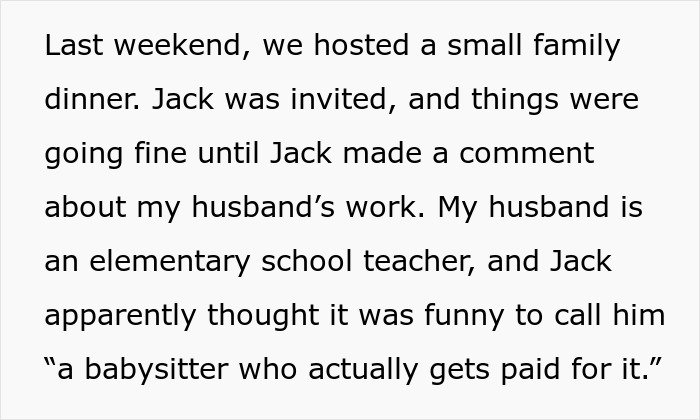 Text from a sister refusing to invite her sibling's boyfriend to Christmas dinner due to an inappropriate comment. Text from a sister refusing to invite her sibling's boyfriend to Christmas dinner due to an inappropriate comment.