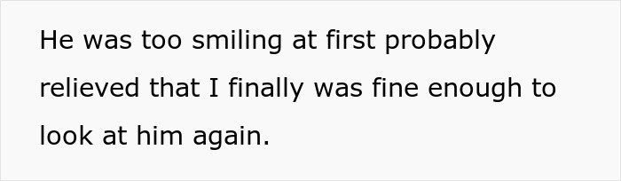 Text image discussing the ex-husband's regret after a comment from his ex-wife. Text image discussing the ex-husband's regret after a comment from his ex-wife.