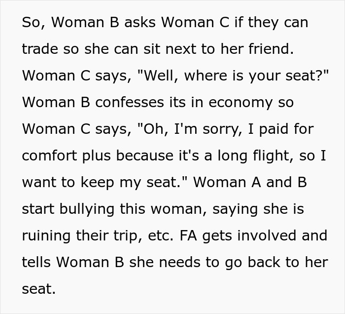 Woman Pays For Premium Seat On Long Flight, Verbally Abused By Two Ladies When She Refuses To Move Woman Pays For Premium Seat On Long Flight, Verbally Abused By Two Ladies When She Refuses To Move