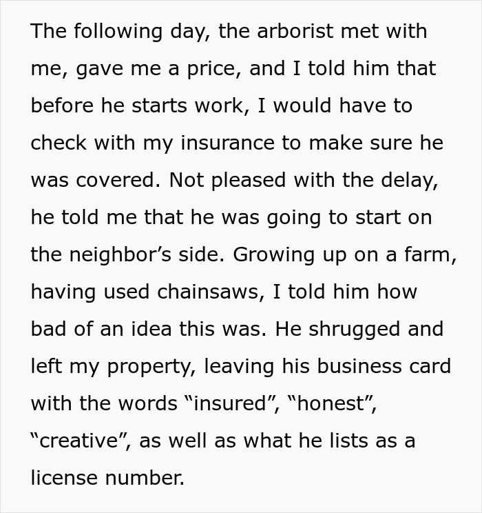 “I Told You So”: Dodgy Arborist Ignores Warning, Causes $300K Damage, Regrets It Fast “I Told You So”: Dodgy Arborist Ignores Warning, Causes $300K Damage, Regrets It Fast