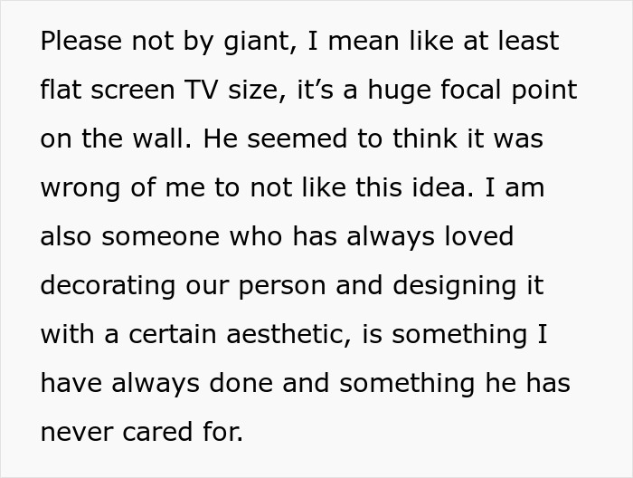 Text discussing a woman's concern about a flat screen TV size photo of her boyfriend’s late dog in their apartment. Text discussing a woman's concern about a flat screen TV size photo of her boyfriend’s late dog in their apartment.