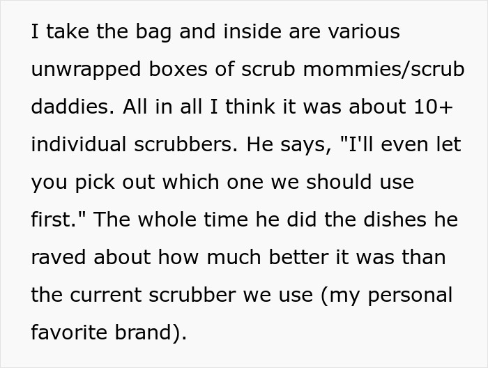 Text describing unwrapped scrubbers as a humorous Christmas gift early surprise. Text describing unwrapped scrubbers as a humorous Christmas gift early surprise.