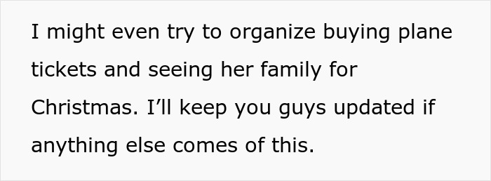 Image showing a text snippet about travel plans and keeping updated, related to family inviting ex to holidays. Image showing a text snippet about travel plans and keeping updated, related to family inviting ex to holidays.