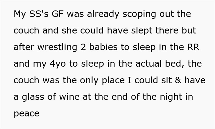 In-law drama text about couch and sleeping arrangements during unplanned vacation. In-law drama text about couch and sleeping arrangements during unplanned vacation.