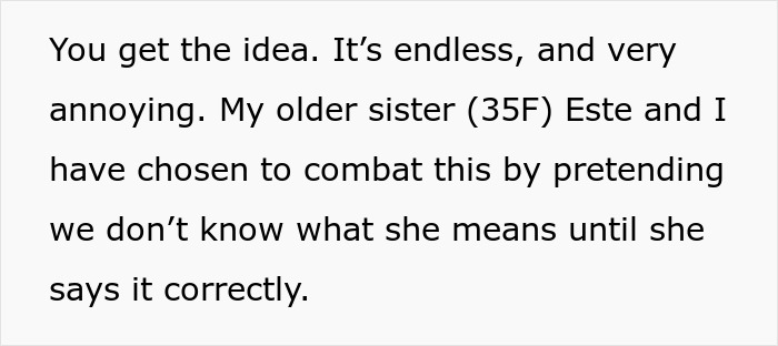 Text describing dealing with annoying baby talk by feigning ignorance until spoken correctly. Text describing dealing with annoying baby talk by feigning ignorance until spoken correctly.
