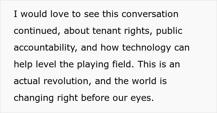 Text discussing tenant rights, public accountability, and technology changing dynamics. Text discussing tenant rights, public accountability, and technology changing dynamics.