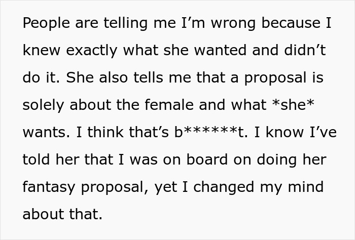 Text conversation about proposal expectations and relationship regrets. Text conversation about proposal expectations and relationship regrets.