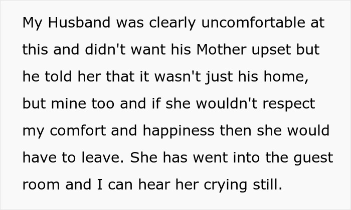 Text image discussing MIL's actions leading to emotional conflict and potential eviction. Text image discussing MIL's actions leading to emotional conflict and potential eviction.