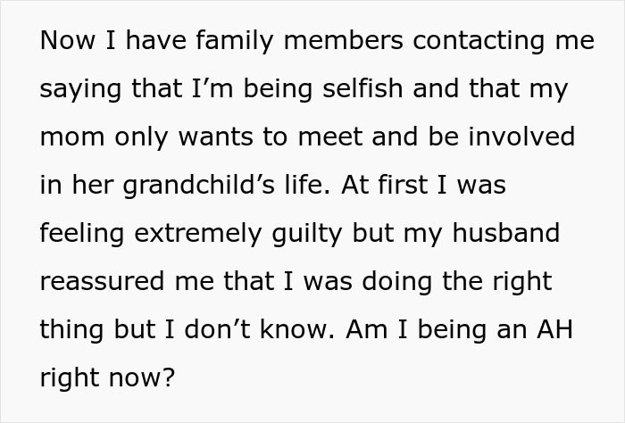 Text discussing family reactions about a pregnant woman with an uninvolved Christian mother. Text discussing family reactions about a pregnant woman with an uninvolved Christian mother.