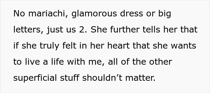 Text snippet about proposal expectations and priorities in relationships. Text snippet about proposal expectations and priorities in relationships.