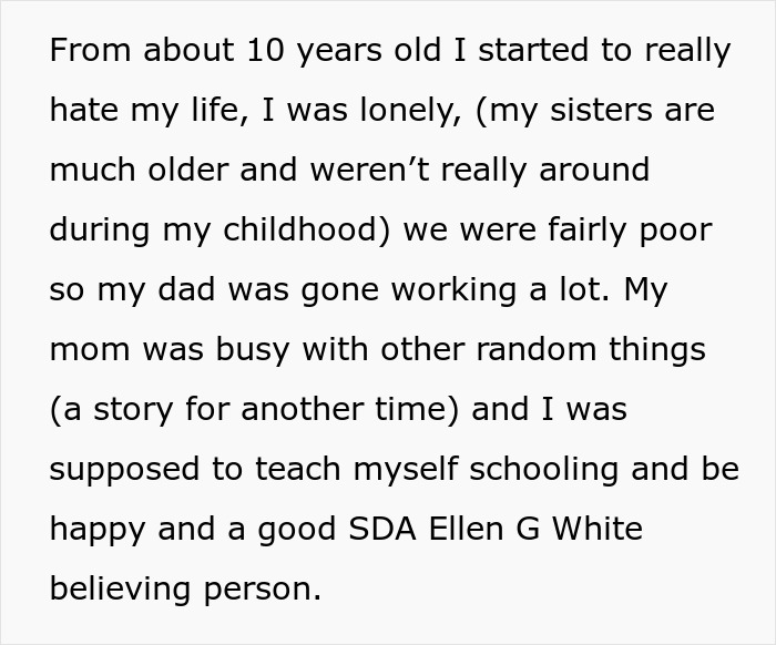 Text about childhood loneliness and family dynamics, related to attempt to change wedding date. Text about childhood loneliness and family dynamics, related to attempt to change wedding date.