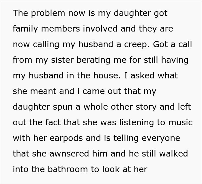 Text discussing teen's false claims about stepdad being creepy, causing family conflict and tension. Text discussing teen's false claims about stepdad being creepy, causing family conflict and tension.