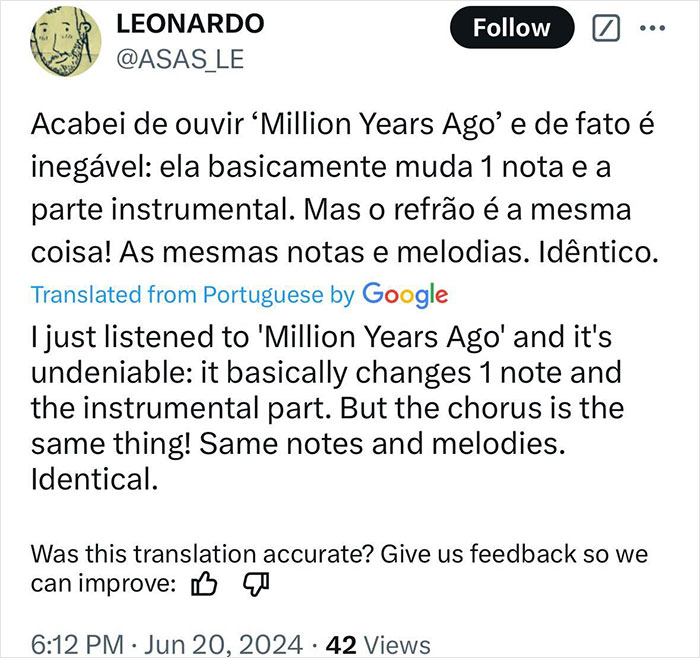 Tweet discussing Adele song's similarity and plagiarism claims. Tweet discussing Adele song's similarity and plagiarism claims.