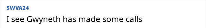 Text comment referencing Apple Martin's actions, implying Gwyneth's involvement. Text comment referencing Apple Martin's actions, implying Gwyneth's involvement.