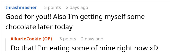 Reddit comments discussing buying and eating chocolate candy. Reddit comments discussing buying and eating chocolate candy.